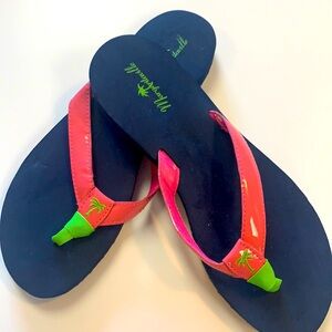 Margaritaville Navy & Pink flip flops size M / 9